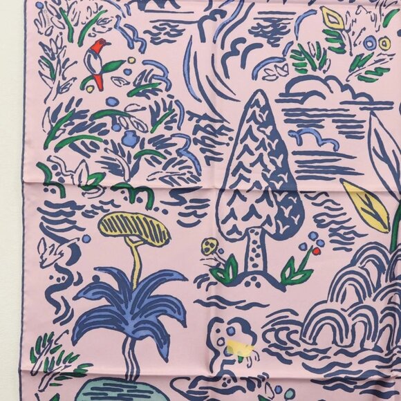 HERMES Carre 90 Scarf ""ISOLA DI PRIMAVERA"" Silk Pink Auth 133737 - Picture 11 of 16